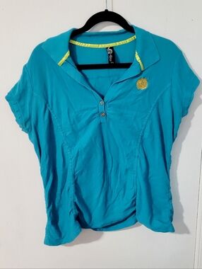 Vintage Y2K Teal Apple Bottoms Polo Shirt size Women's 1X